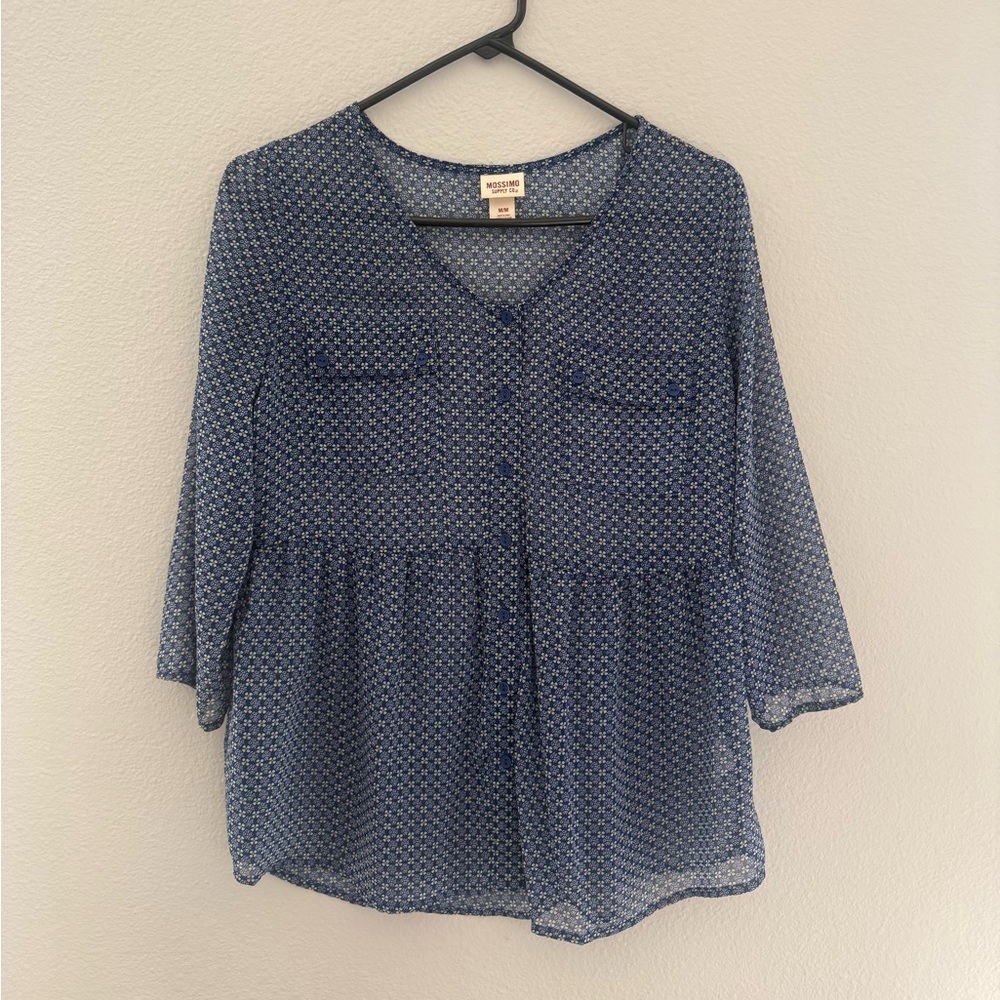 Mossimo Supply Co. Navy Sheer Blouse